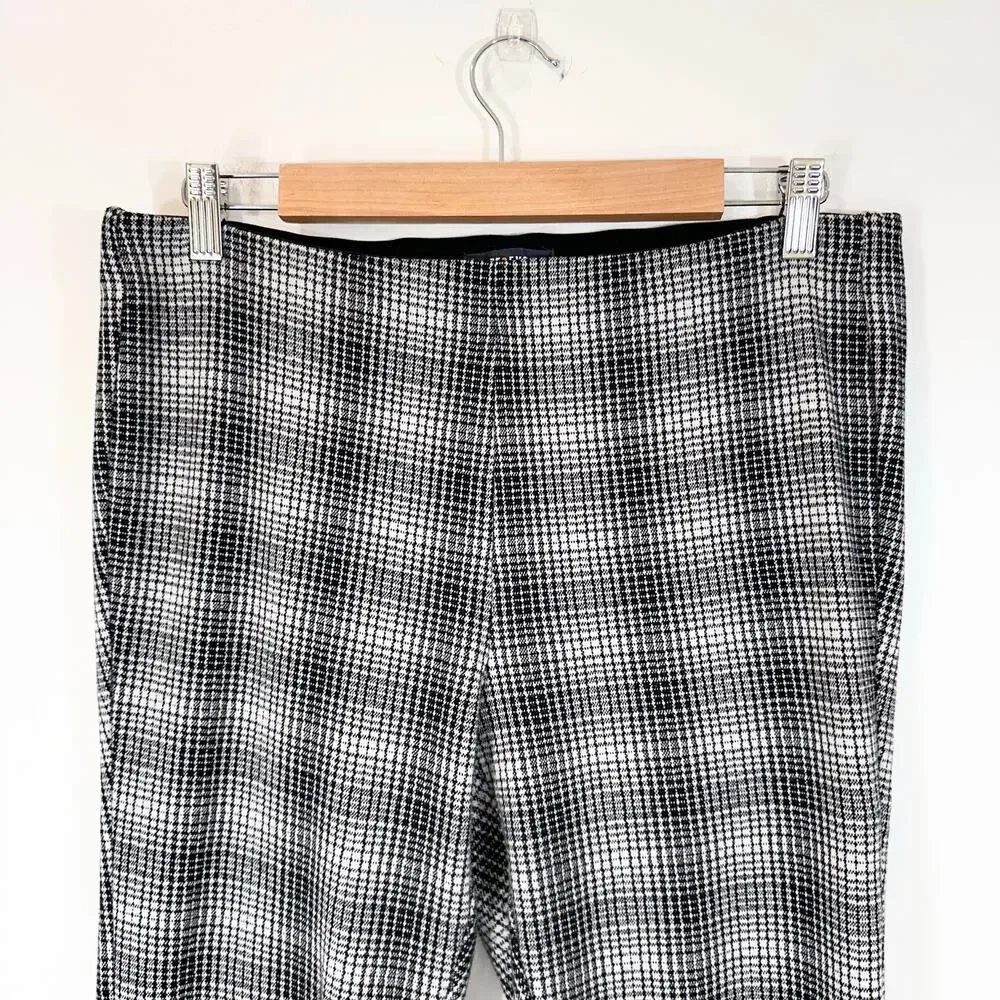 Anthropologie‎ Maeve Plaid Pull on Pants Trousers | Black White Gray | SZ M